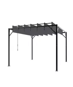 Pergola bioclimatica da esterno eurogarden 'louver' in acciaio grigio 3x3 m
