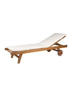 Sdraio reclinabile eurogarden "lysa" in legno con ruote e cuscino ecru 201x60x36 cm