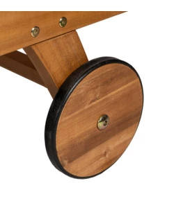 Sdraio reclinabile eurogarden "lysa" in legno con ruote e cuscino ecru 201x60x36 cm