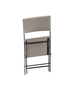 Set da esterno pieghevole eurogarden "chicago" in acciaio e pe rattan grigio 2 sedute e tavolino