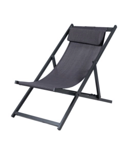 Spiaggina pieghevole regolabile eurogarden "summer" con cuscino in textilene grigio 95x58,5x95 cm