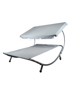 Lettino amaca da esterno eurogarden in acciaio e textilene con tettuccio grigio 173x196x175 cm