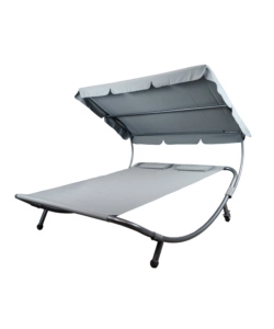 Lettino amaca da esterno eurogarden in acciaio e textilene con tettuccio grigio 173x196x175 cm