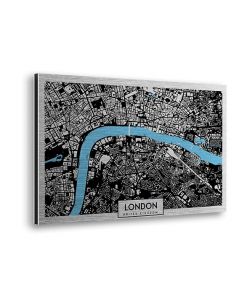 QUADRO 'LONDON MAP' IN ALLUMINIO SPAZZOLATO, 48X72 CM