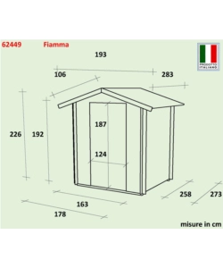 Casetta in legno da giardino alce "fiamma" in abete 178x273x226 cm