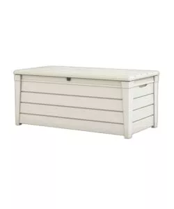 Baule da esterno keter 'brightwood pool box' in resina bianco 454 lt 145x69,7x60,3 cm