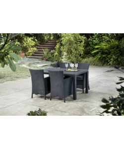 Poltrona da giardino "iowa dining chair" con cuscino colore grafite, 89x60x62 cm - keter