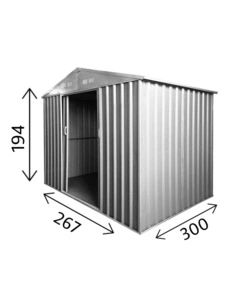 Casetta in lamiera zincata domus "xl" grigia con porte scorrevoli 268x300x194 cm