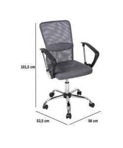 Sedia da ufficio traspirante bellahome 'stanford' con braccioli in tessuto grigio 56x53,5x91,5-101,5 cm