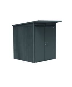 CASETTA DA GIARDINO IN ACCIAIO ZINCATO 'AVANTGARDE A1' GRIGIO SCURO METALLIZZATO CON PORTA  A DUE BATTENTI - 17019 - BIOHORT