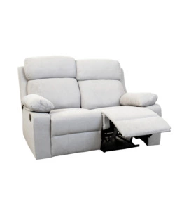 Divano 2 posti "annika" con recliner manuale in tessuto grigio, 145x93x101 cm
