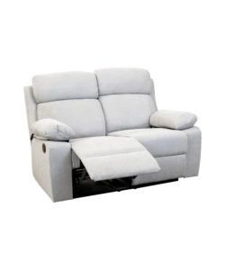 Divano 2 posti "annika" con recliner manuale in tessuto grigio, 145x93x101 cm