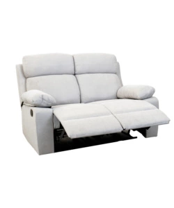 Divano 2 posti "annika" con recliner manuale in tessuto grigio, 145x93x101 cm