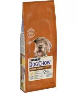 Crocchette per cani purina 'dog chow mature senior' anziano di tutte le taglie con pollo 14 kg