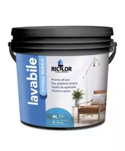 Pittura murale per interni lavabile bianca, 4 lt - ricolor
