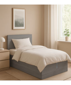 Letto piazza e mezza contenitore "hi box" rovere grigio 90x190 cm