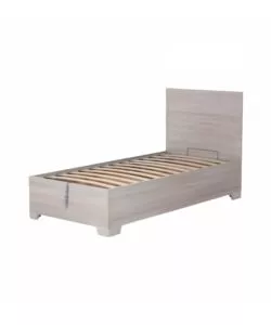 Letto singolo 'hi box' olmo naturale con rete, contenitore e piedini 90x190 cm
