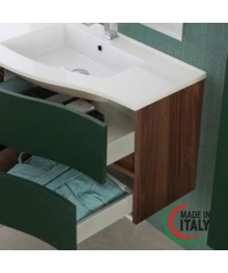 Mobile bagno sospesa "minori" ad onda verde, 91x51,5x50 cm