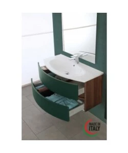 Mobile bagno sospeso "maiori" verde bottiglia, 91,5x51x50 cm