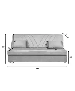 Divano letto 'fiji' 3 posti in tessuto blu con cassettone contenitore, 183x81x89 cm