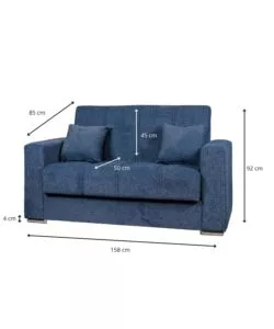 Divano letto 'atena' 2 posti in tessuto blu scuro, 158x85x92 cm