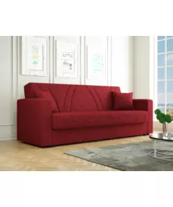 Divano letto bellahome "ibiza" 3 posti tessuto rosso, 214x89x81 cm
