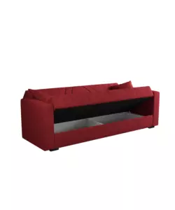 Divano letto bellahome "ibiza" 3 posti tessuto rosso, 214x89x81 cm