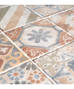Tavolo da esterno eurogarden "pompei" in ferro con top piastrelle gres 120x80x75 cm
