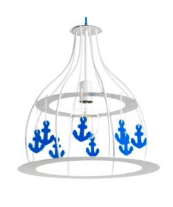Lampada a sospensione "ancorina" bianca e blu, e27