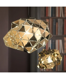 Lampada a sospensione media "andromeda" nera e oro, e27