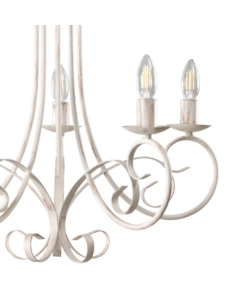 Lampadario "pompei" 5 luci in metallo color avorio, e14