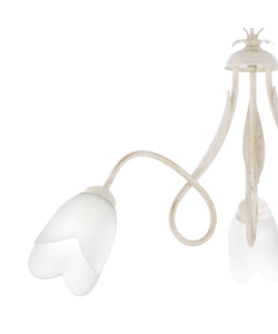 Lampadario 3 luci "shabby" in metallo avorio anticato, e14
