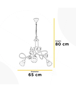 Lampadario 3 luci 'butterly' bianco e rosa, e14