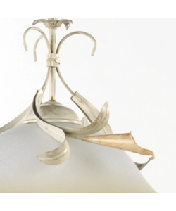 Lampadario a sospensione "lucrezia" in metallo e vetro color avorio, e27