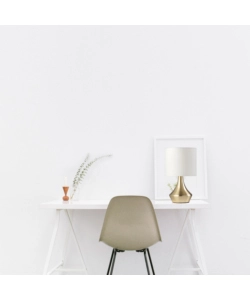 Lampada da tavolo ottone con paralume bianco, e14