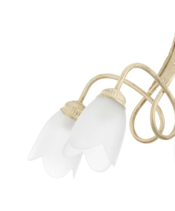 Lampadario "shabby" 5 luci metallo color avorio, e14