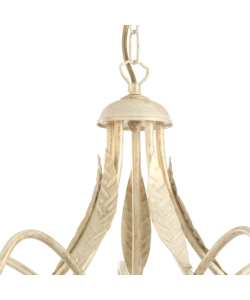 Lampadario "shabby" 5 luci metallo color avorio, e14