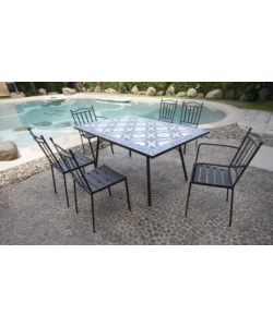Tavolo da esterno eurogarden "venezia" in ferro con top piastrelle gres 200x80x75 cm