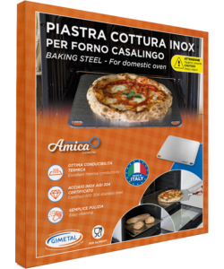 PIASTRA PER PIZZA IN ACCIAIO INOX 4MM, 40X35 CM - GIMETAL