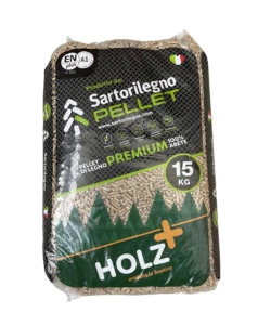 SACCO PELLET IN LEGNO DI ABETE 15 KG, CERTIFICATO EN PLUS A1.