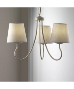 Lampadario 3 luci "margot" in ferro e stoffa, e14