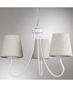 Lampadario 3 luci "margot" in ferro e stoffa, e14