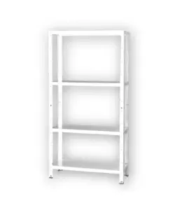 Scaffale 4 ripiani in metallo grima bianco portata 160 kg 75x30x145 cm