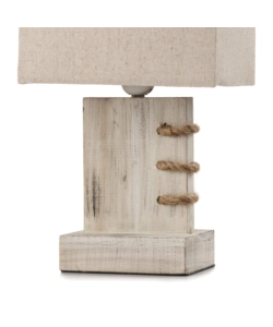 Lampada da tavolo "gea" legno e corda, e27