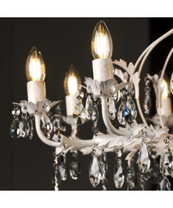 Lampadario a 8 luci "teresa" avorio, e14