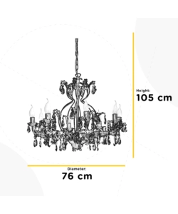 Lampadario a 8 luci "teresa" avorio, e14