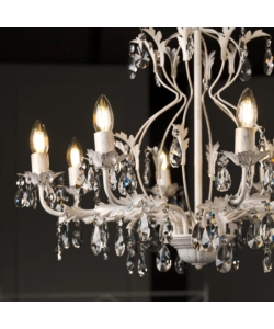 Lampadario a 8 luci "teresa" avorio, e14