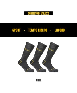 9 paia calza corta da lavoro anti-infortunistica "wrk01" colore nero, tg 39/42 - wrk