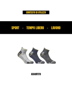 9 paia calza cortissima da lavoro anti-infortunistica "wrk04" colore assortito, tg 43/46 - wrk