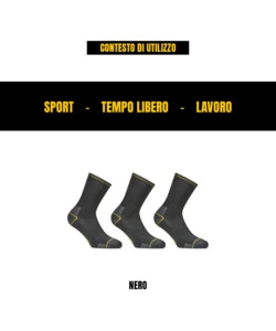 6 paia calza corta da lavoro anti-infortunistica "wrk05" colore nero, tg 39/42 - wrk